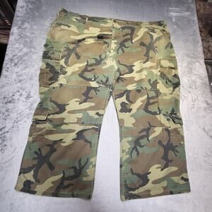 Military Pants Mens 55x28 Green Camo Cargo Cotton Relaxed Fit Workwear Pockets
